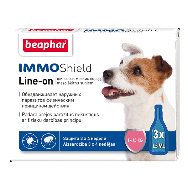 Капли от паразитов для собак мелких пород Beaphar IMMO Shield Line-on 3 пипетки