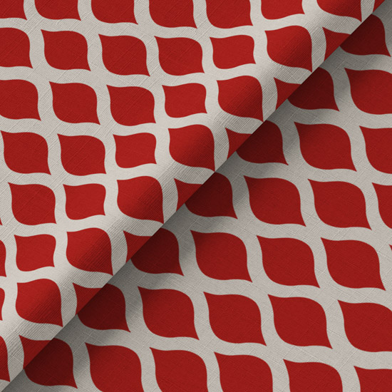 Полулён - Узорная решетка белая на красном 50х36 см limit