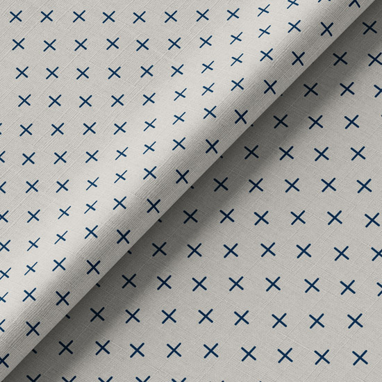 Полулён - Синие крестики на белом 50х36 см limit