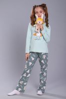 Пижама для девочки Зайцы-морковки арт. ПД-15-048 [ментол/зеленый]
