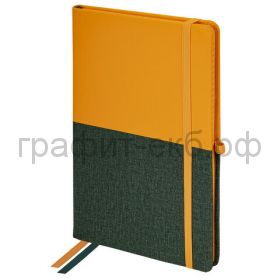 Книжка зап.А5 BRAUBERG DUO под кожу с резинкой оранжевый/зеленый 80л.кл.113435