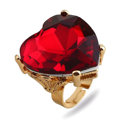 Кольцо сердце с красным кристаллом (Арт. A503)