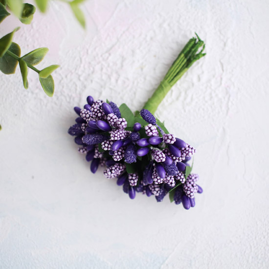 Тычинки для цветов, фиолетовые - Кукольная миниатюра