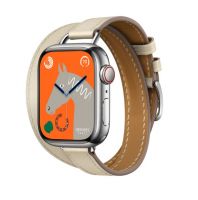 Часы Apple Watch Hermès Series 8 GPS + Cellular 41mm Silver Stainless Steel Case with Béton Swift Leather Attelage Double Tour