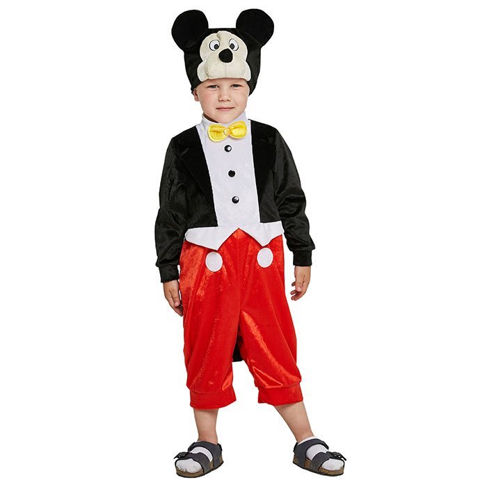Карнавальный костюм Микки Маус (комбинезон, шапка, перчатки) размер 104-52 /текстиль/Пуговка/