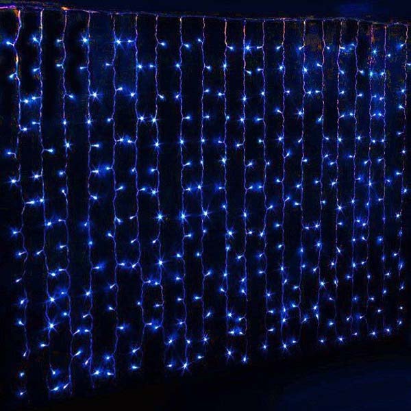 Новогодняя светодиодная гирлянда-штора занавес 1,5х1,5 метра LED цвет: голубой