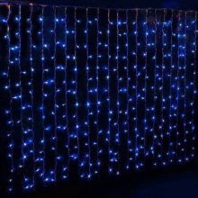 Новогодняя светодиодная гирлянда-штора занавес 1,5х1,5 метра LED цвет: голубой