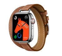 Часы Apple Watch Hermès Series 8 GPS + Cellular 41mm Silver Stainless Steel Case with Gold Swift Leather Attelage Double Tour