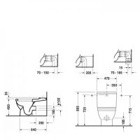 Напольный унитаз Duravit D-Neo rimless 37х58 в комплекте Big Toilet 210409 схема 4