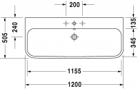 Раковина Duravit Happy D.2 шлифованная 120х50,5 231812 схема 2