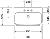 Раковина Duravit Happy D.2 шлифованная 80х50,5 231880 схема 2