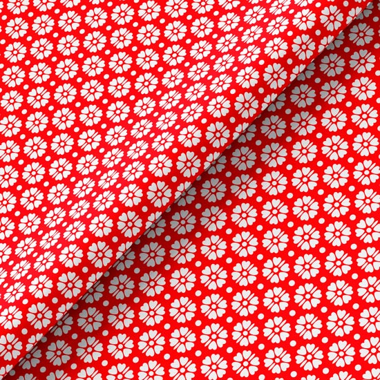 Хлопок - Цветы-сердечки на красном 50х37 см limit