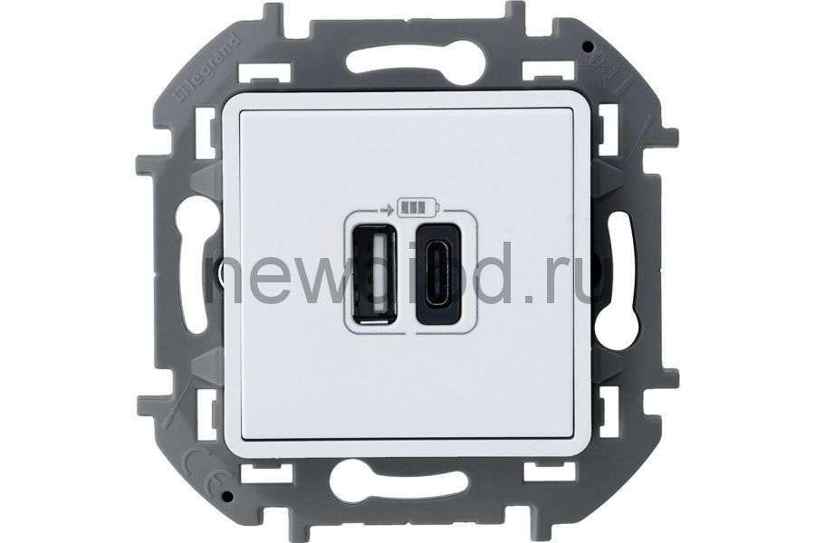 INSPIRIA Белое Зарядное устройство с двумя USB-разьемами A-C 240В/5В 3000мА Legrand