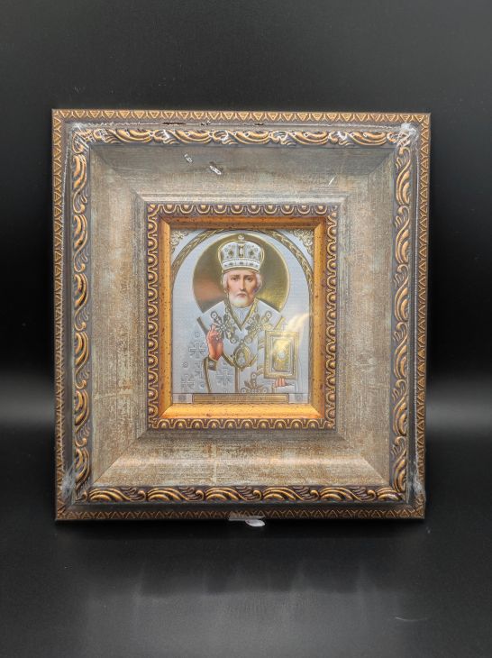 Икона  святитель  Николай Чудотворец   багетная рамка, полиграфия (22X24) см