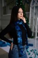 Сияющий жатый бархатный теплый тартановый мягкий  шарф ручной работы с эффектом перелива  Королевский Синий, Royal Twisted Tartan Silk Velvetплотность 5