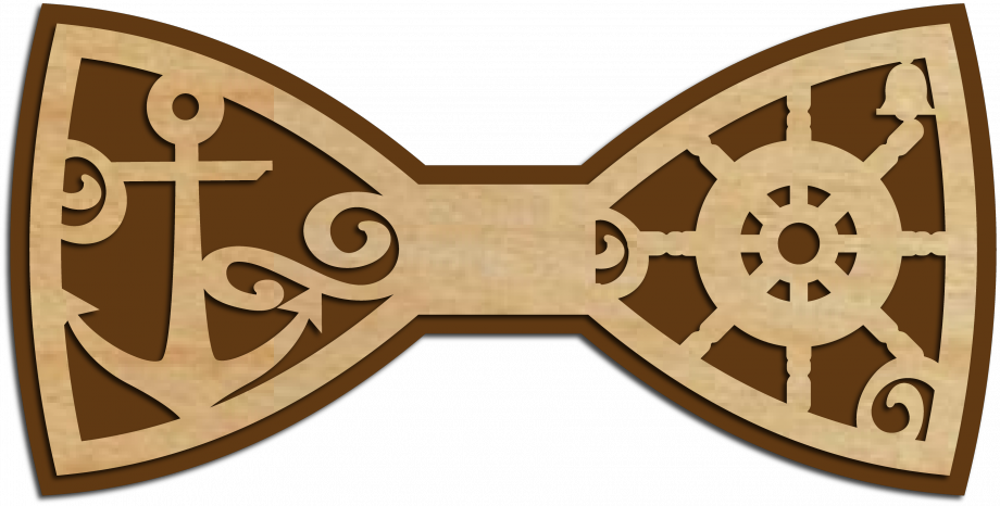 Деревянный галстук-бабочка морская тематика