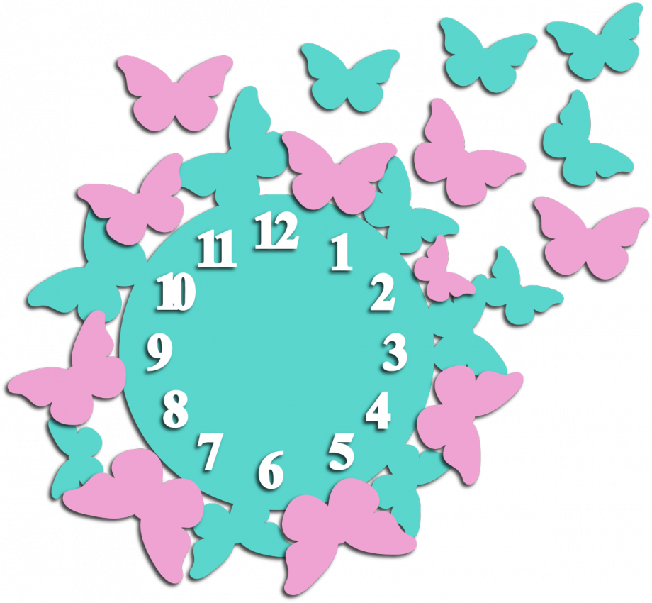 Часы настенные с бабочками цветные