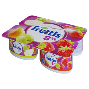 Продукт йогуртный FRUTTIS 115г 8% Суперэкстра клубника/яблоко/груша