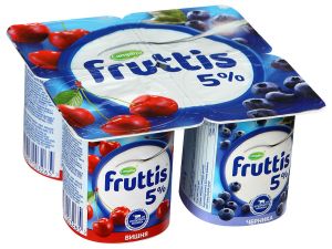 Продукт йогуртный FRUTTIS 115г 5% Сливочное лакомство вишня/черника