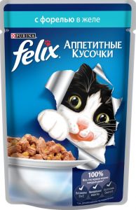 Корм для кошек FELIX 85г Форель в желе