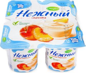 Продукт йогуртный НЕЖНЫЙ 95г 0,1% с соком персика