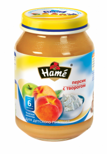 ДП Пюре HAME 190г Персик с творогом с 6 мес с/б