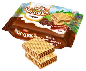Вафли КОРОВКА 150г с шоколадной начинкой