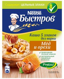 Каша БЫСТРОВ 40г Овсяная Prebio 5 злаков/медля орех/витамины