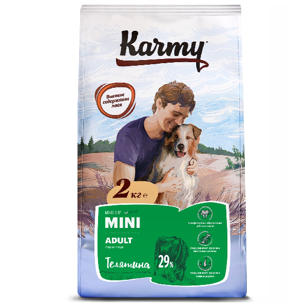Сухой корм для собак мелких пород Karmy Mini Adult с телятиной