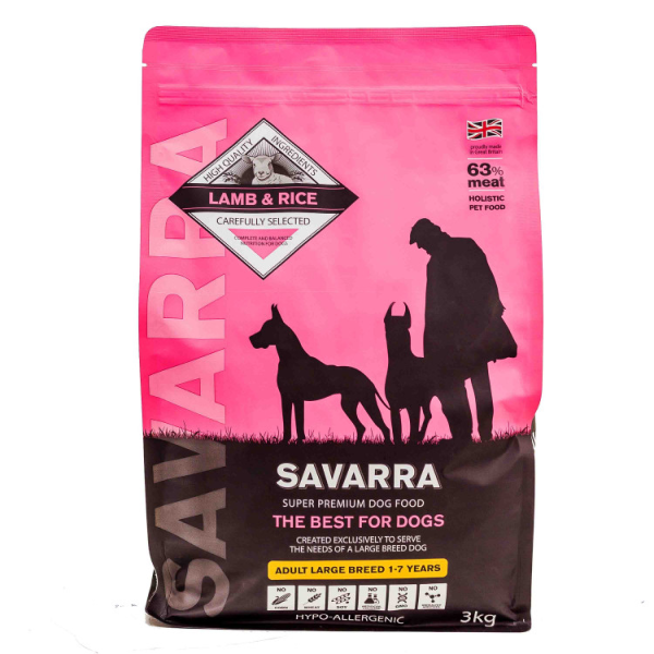 Сухой корм для собак крупных пород SAVARRA Adult Large Breed Lamb with Rice гипоаллергенный с ягненком