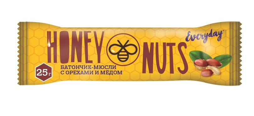 EVERYDAY Батончик-мюсли HONEY NUTS орехи мед 25г
