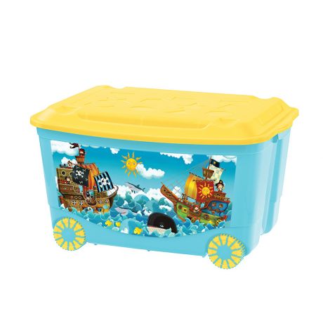 Ящик для игрушек на колесах с аппликацией Пластишка голубой арт.431380902