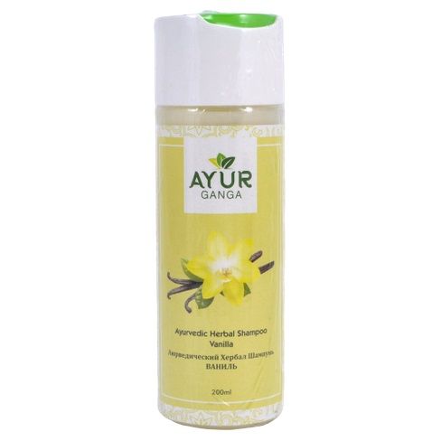 Шампунь аюрведический травяной Ваниль|  Ayurvedic Herbal Shampoo Vanilla  | 200 мл | AyurGanga
