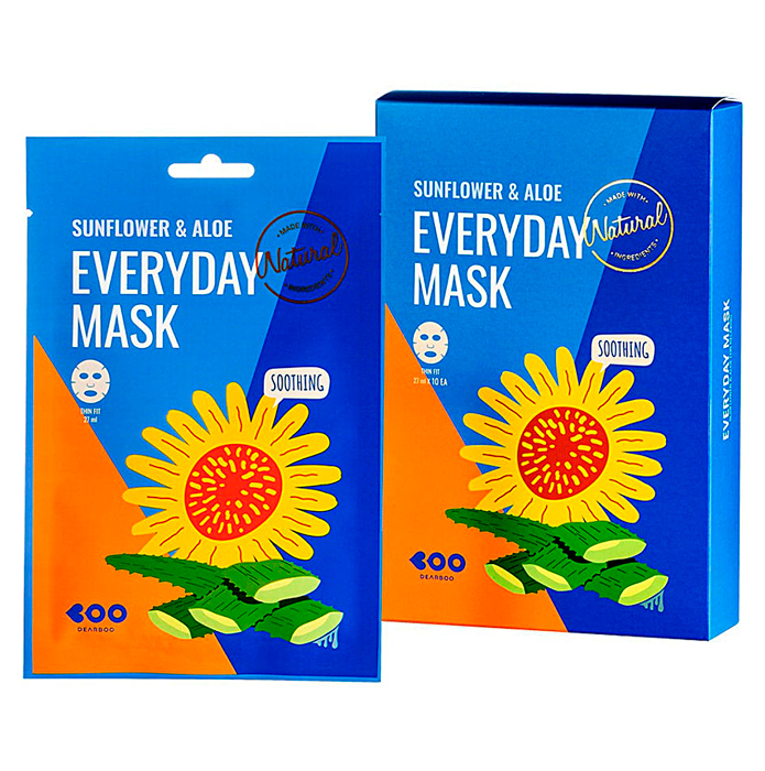 DEARBOO Маска для лица успокаивающая. Sunflower&aloe every day mask, 27 мл.