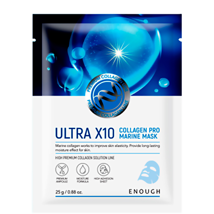 ENOUGH Маска тканевая с коллагеном. Premium ultra X10 collagen pro marine mask, 25 мл.