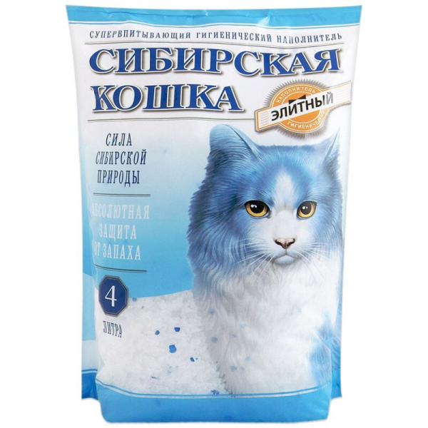 Впитывающий наполнитель Сибирская кошка Элитный силикагелевый