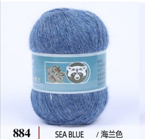 Пух норки синяя этикетка 884 морской меланж