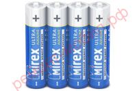 Батарейка алкалиновая Mirex LR03 / AAA 1,5V цена за спайку 4 шт (23702-LR03-S4)