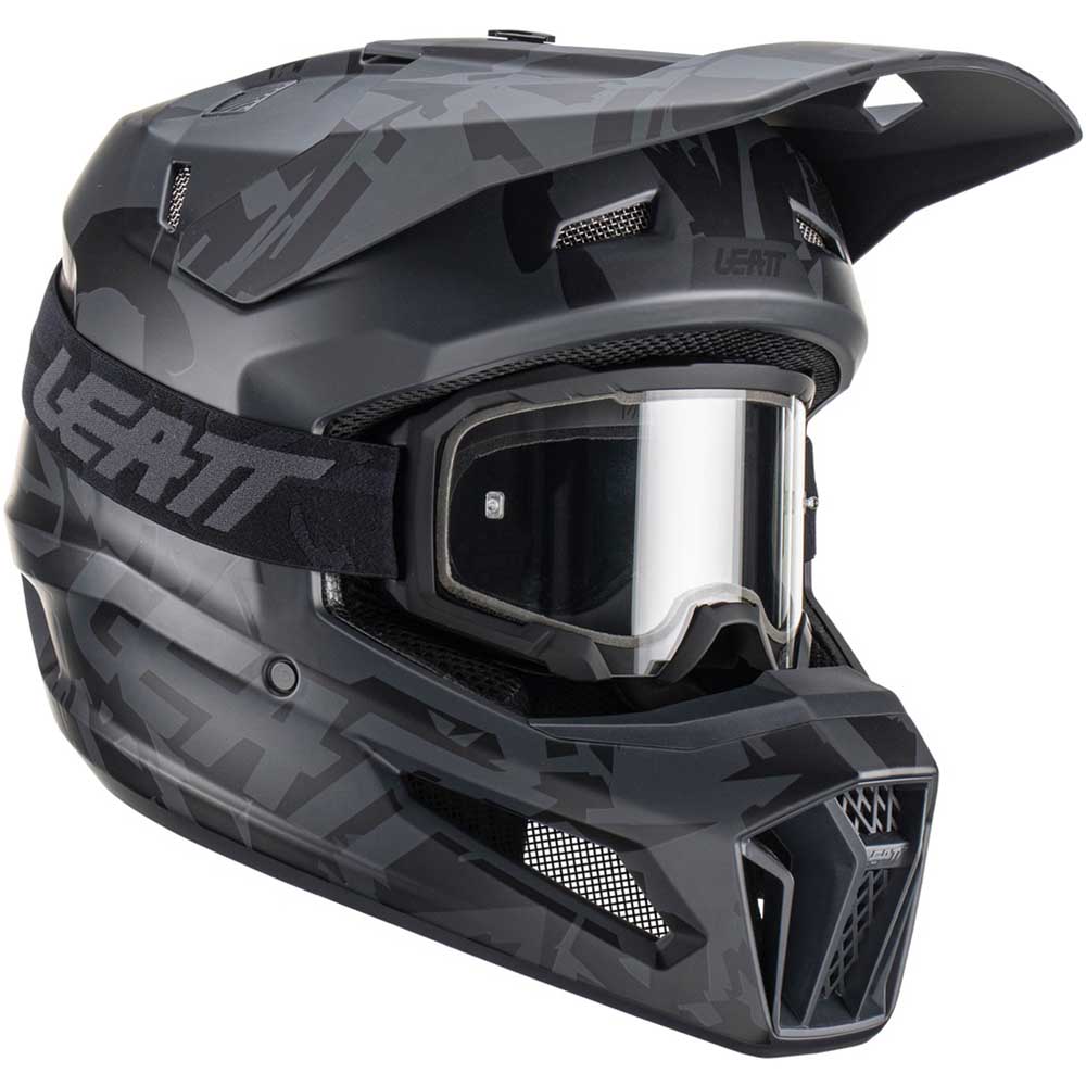 Leatt Moto 3.5 Stealth шлем + очки Leatt Velocity 4.5