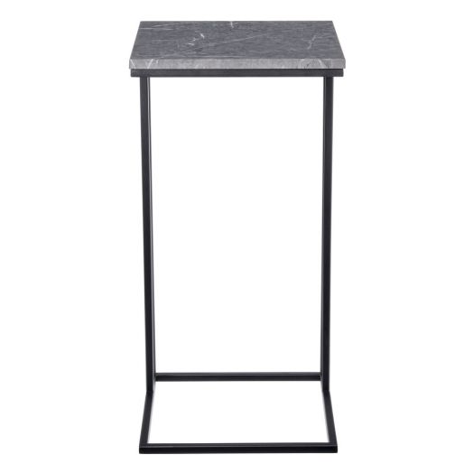 Придиванный столик Loft 35x35см, серый мрамор 
с чёрными ножками