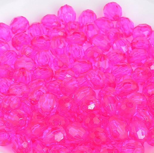 Бусины акриловые граненые MAGIC HOBBY цвет 11 ярко-розовый (малиновый) 50г в упаковке Разные диаметры (MG.32-11)