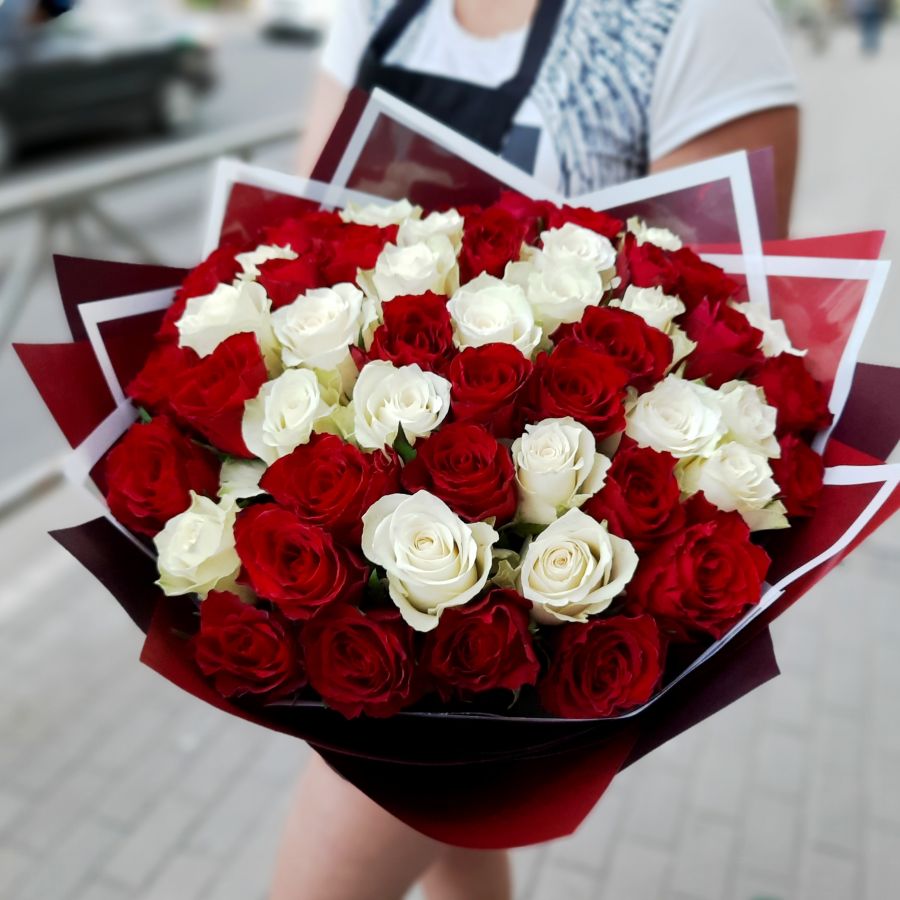 51 роза микс Россия (40см)