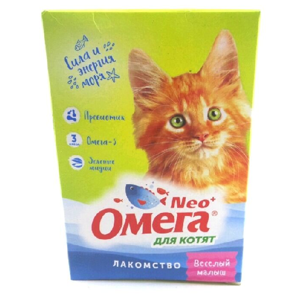 Витамины для котят Омега Neo Веселый малыш с пребиотиком и таурином 60 таб