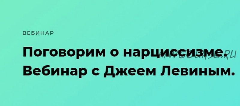 [Nethouse] Поговорим о нарциссизме. Вебинар с Джеем Левиным (Джей Левин)