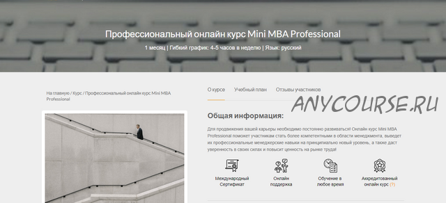 [M&MU Business School UK] Профессиональный онлайн курс Mini MBA Professional, 2020