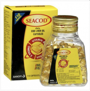 Рыбий жир - омега 3, витамин Д и А, Сиакод (Cod Liver Oil Сapsules, Seacod), 110 капсул