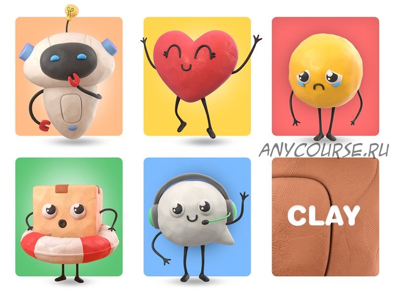 [Getillustrations] 3D Clay Mascot illustrations. 42 illustrations elements