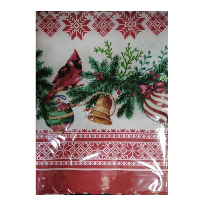 Новогодняя скатерть Маленький колибри п/э 120х152 красный