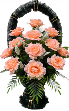 Фото Похоронная корзина "Средняя #6" пастельные розы