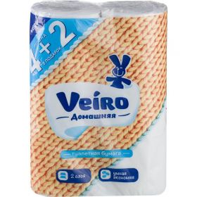 Бумага туалетная Veiro Плюс 2-слойная c декоративным тиснением (6 рулонов в упаковке)